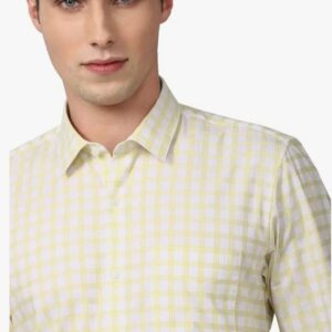 Men’s Yellow & White Checkered Formal Shirt